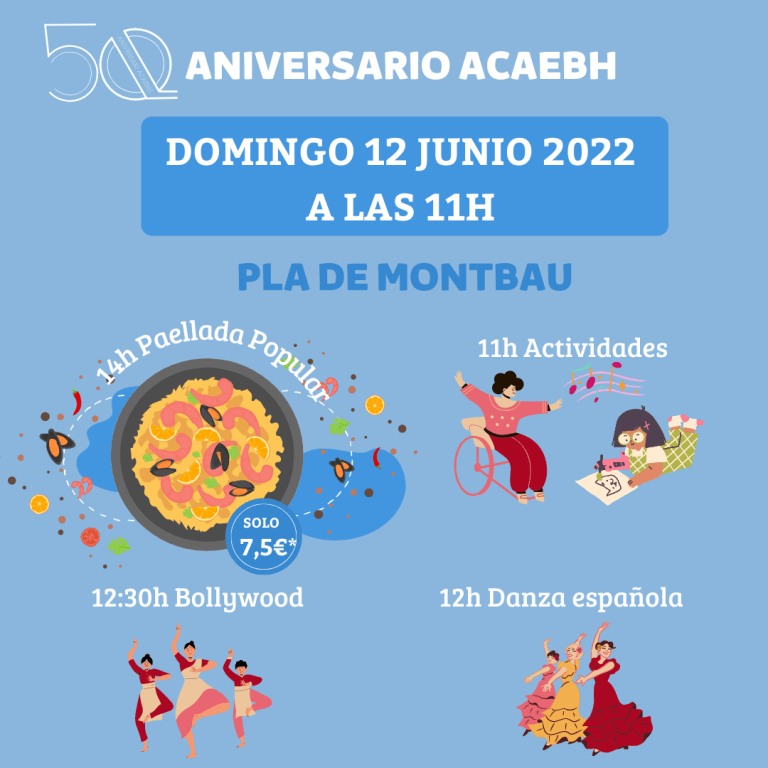 12 de junio a partir de las 11h a Pla de Montbau , se organiza la paellada popular para celebrar el 50 aniversario de ACAEBH