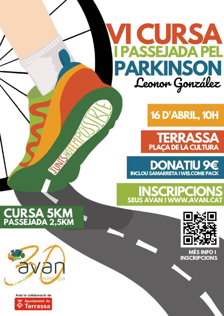 VI Cursa i passejada pel Parkinson 16 d'abril a les 10h a Terrassa. Donatiu: 9 euros