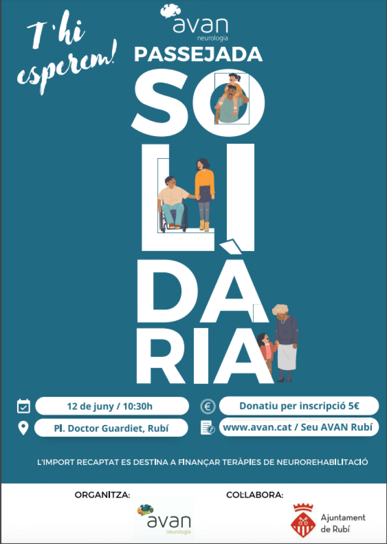 La La Fundación AVAN organiza, el día 12 de junio a las 10:30h, la primera edición del Paseo Solidario por la ciudad de Rubí. Donativo son 5 euros