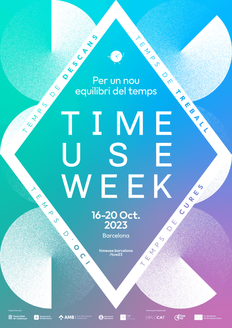 Cartel Time Use Week. Incluye datos informativos sobre el evento.