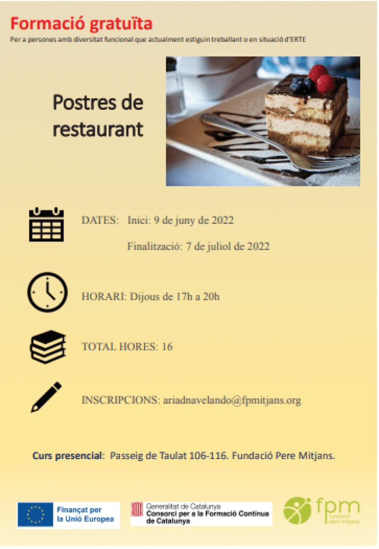 La Fundación Pere Mitjans inicia, del próximo 9 junio al 7 de julio, la formación 