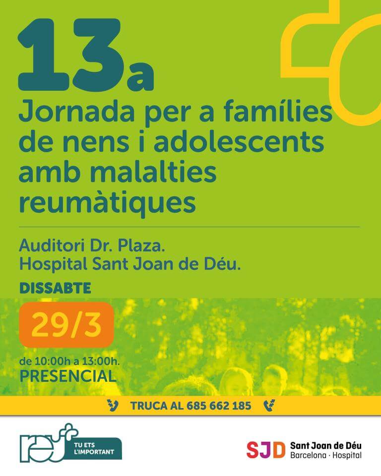 13a jornada per a famílies de nens, nenes i adolescents amb malalties reumàtiques a l'Auditori Dr. Plaza. Hospital Sant Joan de Déu. Dissabte 29/03