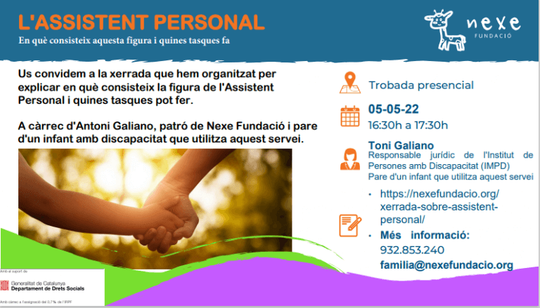 xerrada  sobre la figura de l'assistent personal dia 5 de maig a les 16:30h