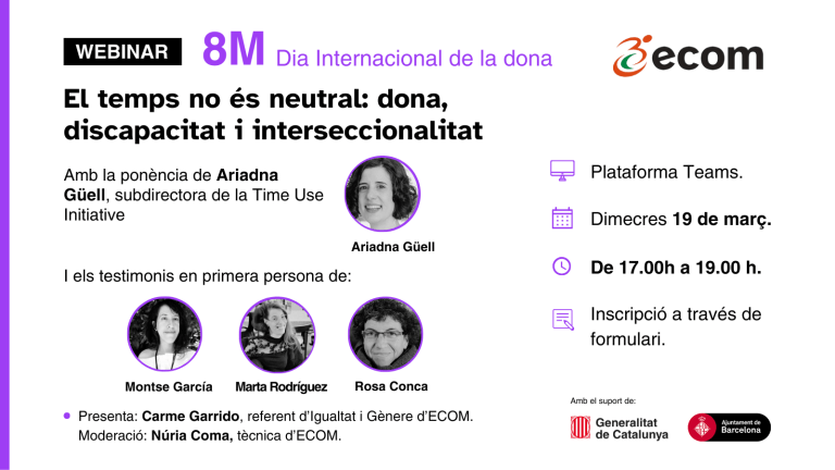 Banner promocional de la jornada, amb fotografies de totes les participants i les dades de l'acte (dia i hora). Hi ha també els logotips de les finançadores