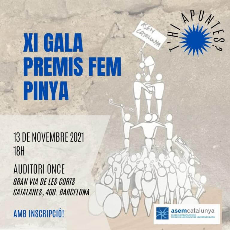 Imatge on posa que la XI Gala Premis FEM PINYA és el 13 de novembre a les 18 horas en l'Auditori Once