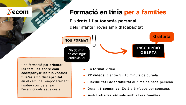 Flyer formació en línia per a famílies