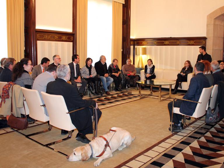 Reunión de los representantes del COCARMI (Comité Catalán de Reprentats de la Discapacidad), del cual ECOM formamos parte, con  Carme Forcadell, que en el momento de tomar esta fotografía era la presidenta del Parlament de Catalunya. Entre los presentes en la fotografía, nuestro presidente, Antonio Guillén, que también preside el COCARMI.