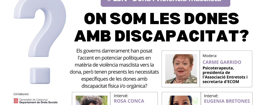 25N – Estem les dones amb discapacitat física i/orgànica contemplades en les polítiques públiques en matèria de dona i violència masclista? 