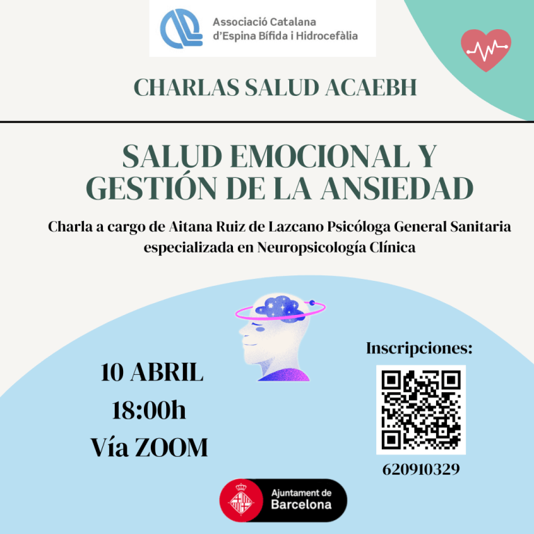 Charla salud emocional y gestión de la ansiedad el día 10/04/25 a las 18h por zoom