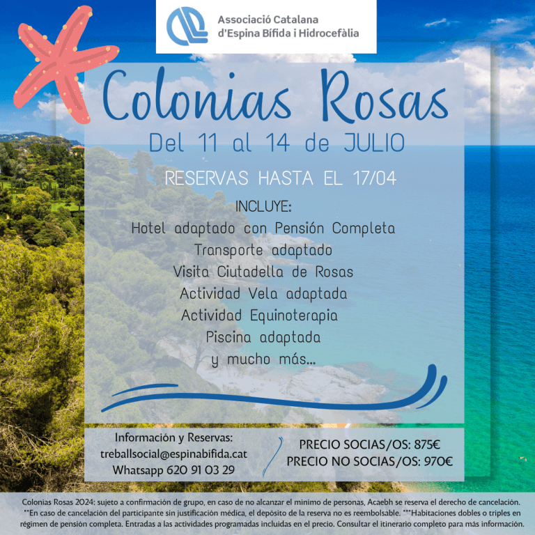 Colonias rosas del 11 al 14 de julio. Inscripciones hasta el 17/04. Precio socios 875€ y precio no socios 970€