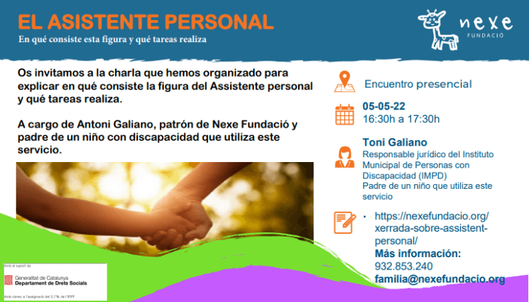 charla sobre la figura del asistente personal el día 5 de mayo a las 16:30h