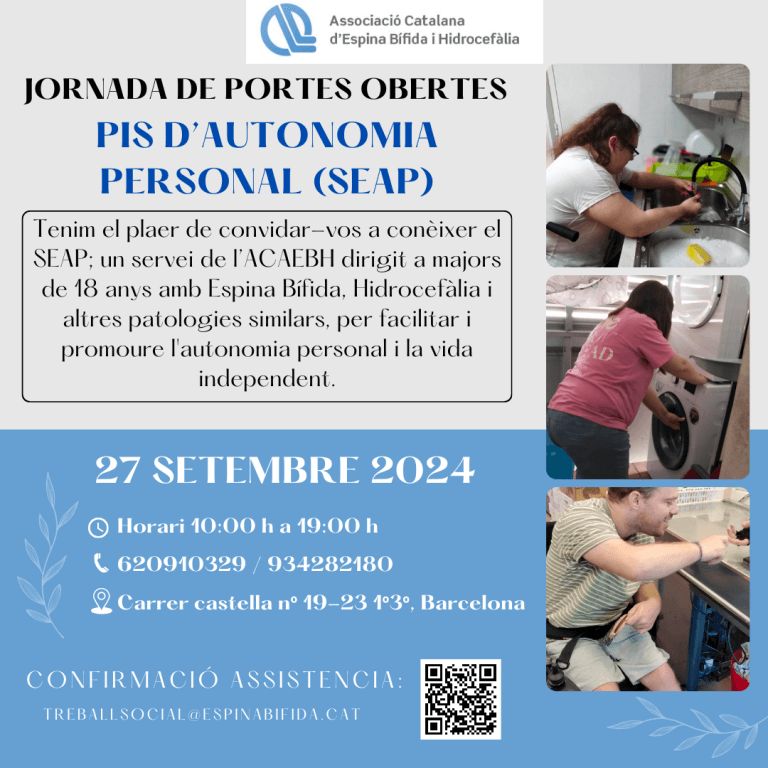 JORNADA DE PUERTAS ABIERTAS del Servicio de Autonomía Personal (SEAP) 27 de septiembre de 10h a 19h . Dirección: Carrer castella nº 19-23 1º3º, Barcelona. 
