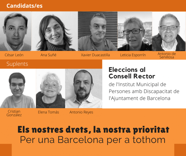 Cartell promocional de la candidatura, amb fotografies de totes les persones que engloba, i el lema de la candidatura