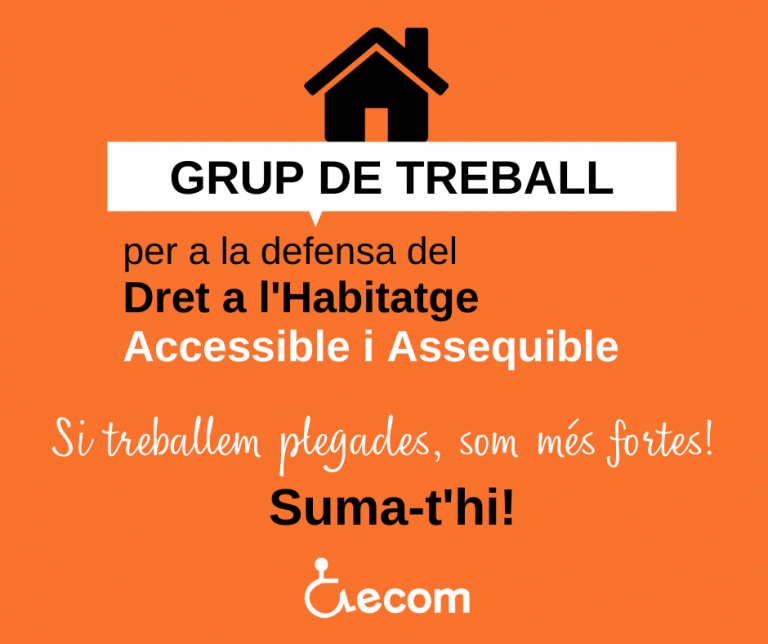 Flyer promocional amb el Grup de Treball pel dret a l'habitatge accessible i assequible