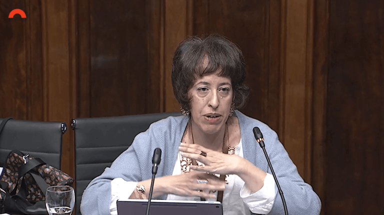 Montserrat García, membre de la Junta Directiva d'ECOM durant la compareixença