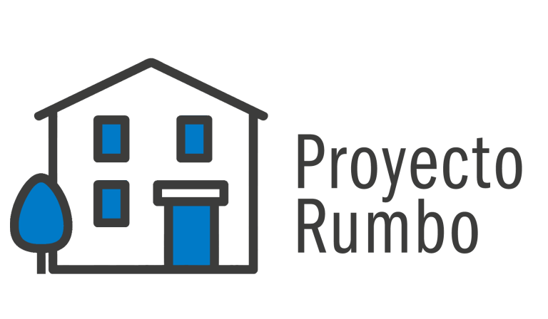 Logotip del projecte rumbo que és un dibuix d'una casa amb el nom del projecte al costat