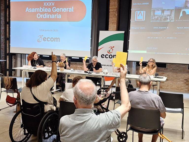 Imatge de la sala de l'Assemblea amb els assistents d'esquenes i la taula institucional de cara