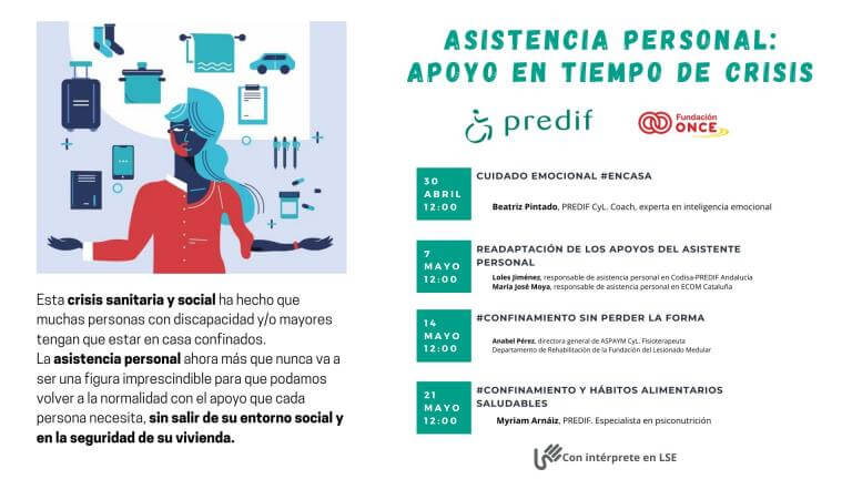 Cartell informatiu sobre les sessions en línia que es portaran a terme des de PREDIF.