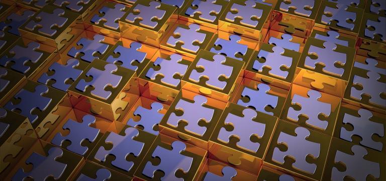 Un conjunto de piezas de puzzle, una al lado de la otra 